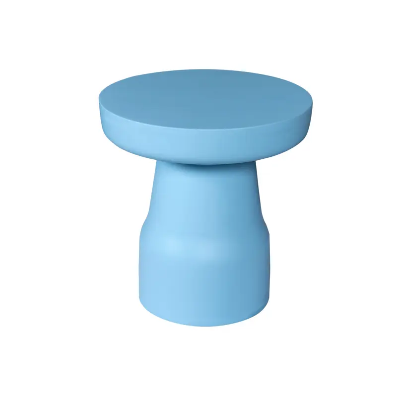 Beistelltisch - Mangoholz Blau, Runde Form, Trommel Design – Drum | Starfurn
