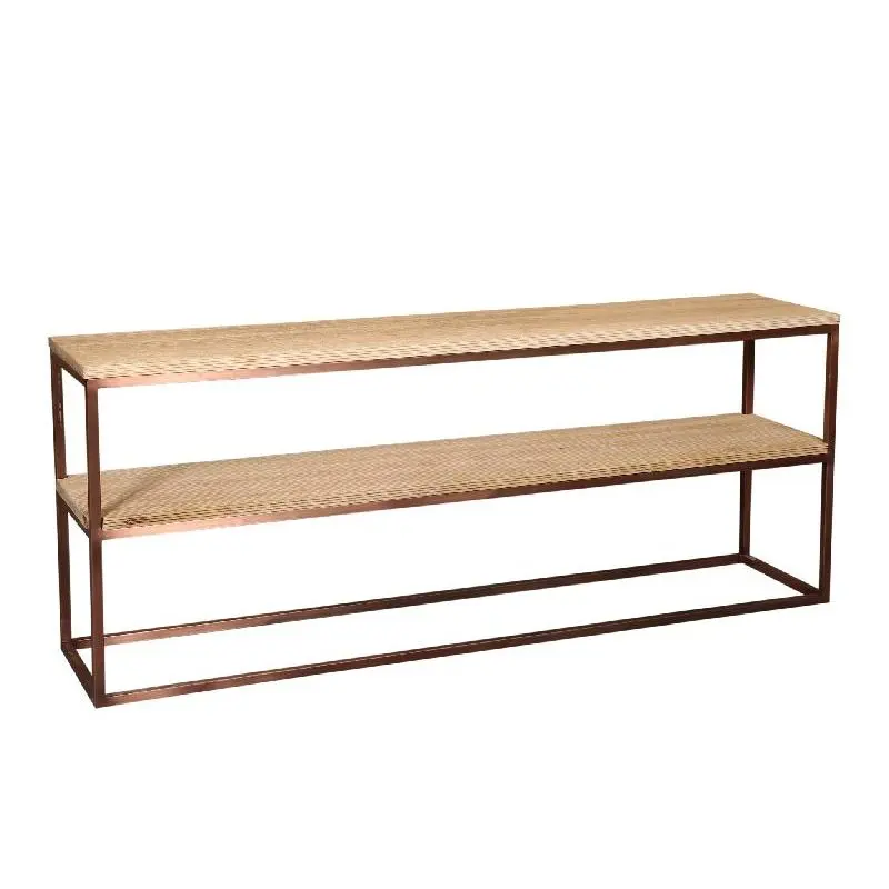 Beistelltisch – Mangoholz, Doppel Ebene, Stabiles Design, Kupfer – Zoah | PTMD