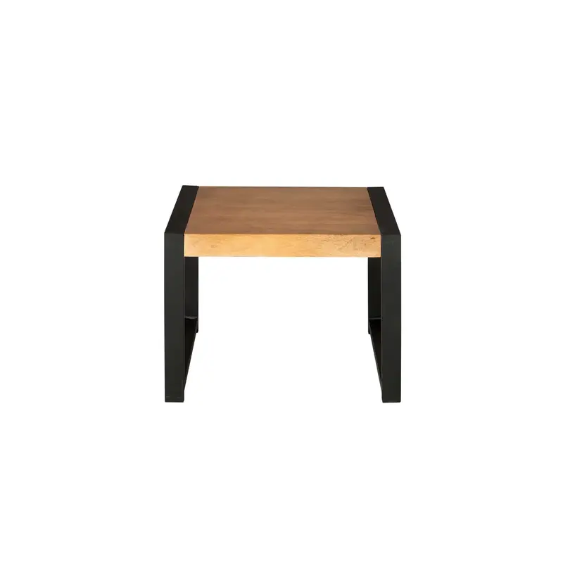 Beistelltisch - Mangoholz Natur, Schwarze Beine, Metallgestell, 60 cm – Boaz | Starfurn