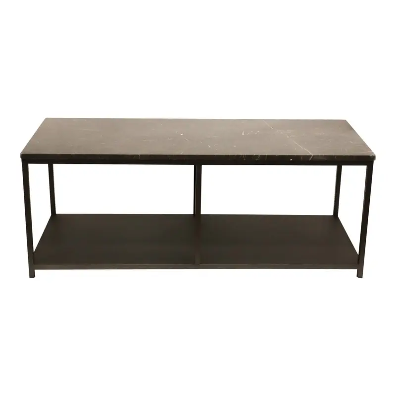 Beistelltisch – Marmorplatte, Metallrahmen, Rechteckige Form, Braun – Laco | PTMD