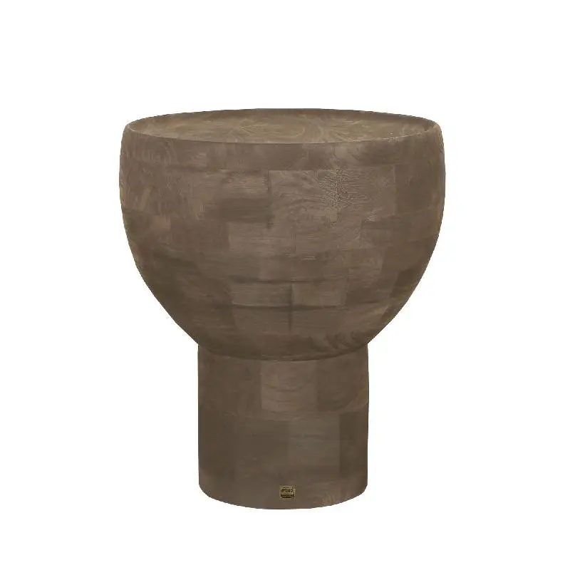 Beistelltisch – Massives Mangoholz, Sockel Design, Runde Form, Braun – Erno | PTMD