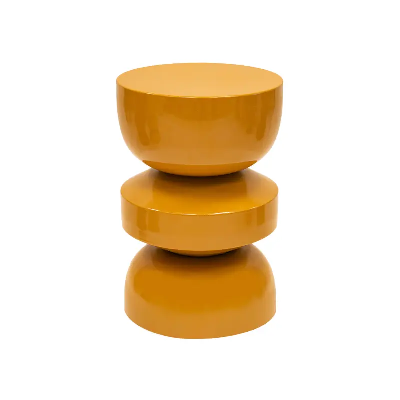 Beistelltisch – Ockergelbe Farbe, Glänzende Oberfläche, Skulpturales Design - Esra | Kick Collection