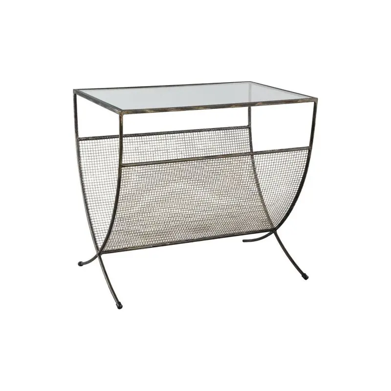 Beistelltisch – Schwarzes Metall, Integriertes Fach, Geometrisches Design - Haya | PTMD