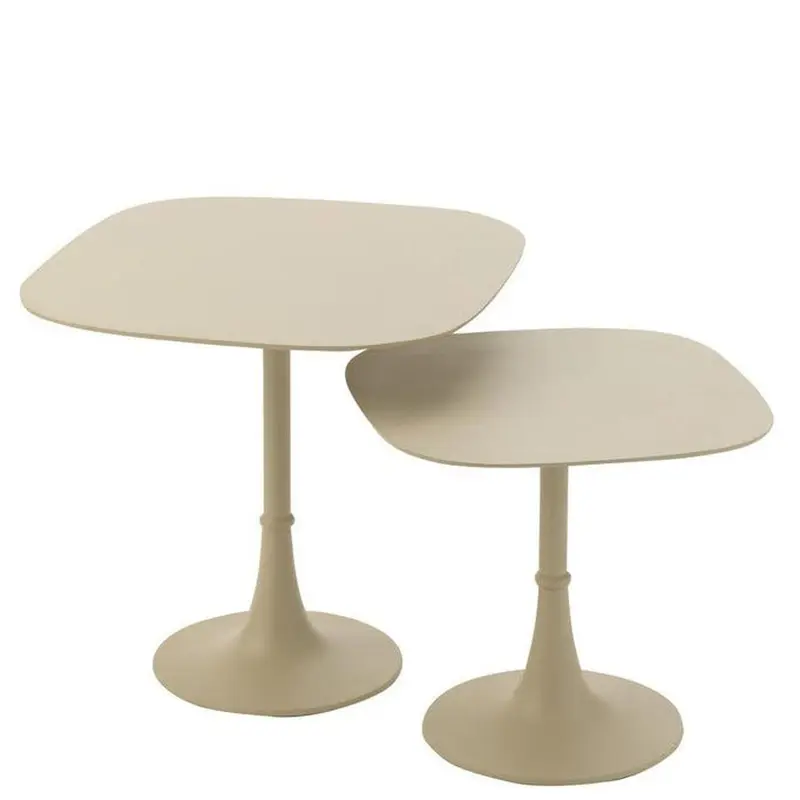 Beistelltisch-Set quadratisch aus Aluminium - Elfenbein