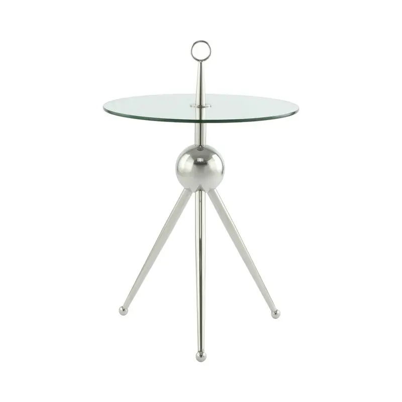 Beistelltisch – Silber Farbe, Edelstahl Glas Material, Luxus Design, 52 cm - Ontario 325 | Kayoom