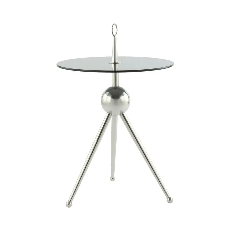 Beistelltisch – Silber Farbe, Edelstahl Glas Material, Luxus Design, 52 cm - Ontario 325 | Kayoom