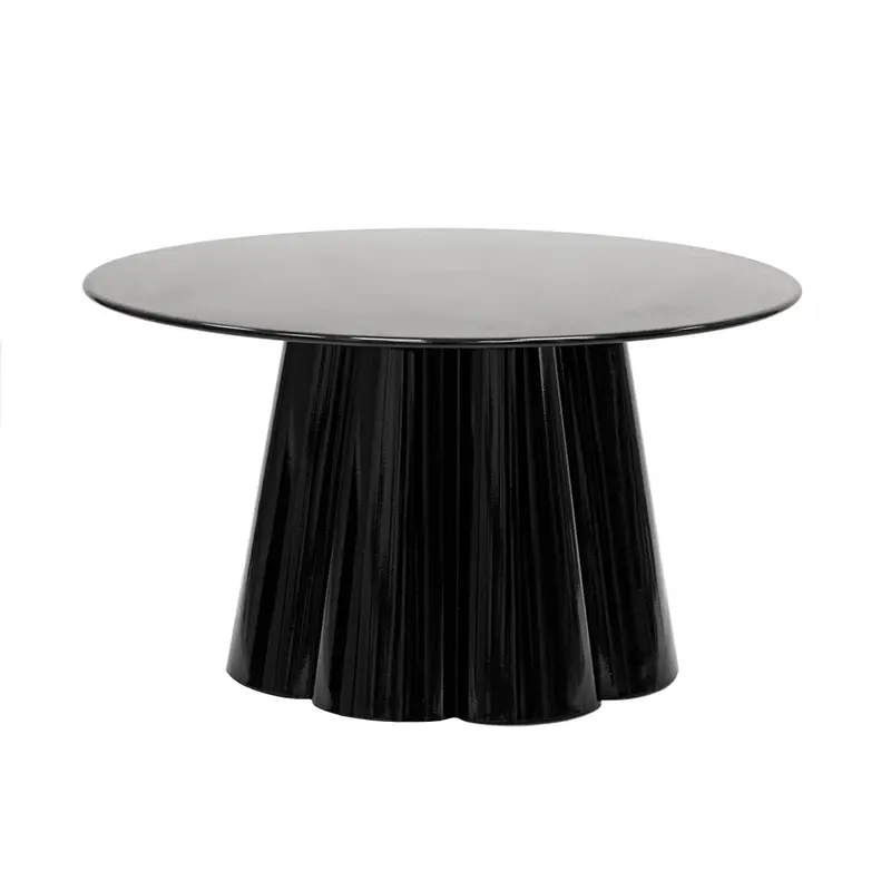 Beistelltisch – Skulpturales Blumendesign, Glänzende Oberfläche, Schwarz Ton, L - Ida | Kick Collection