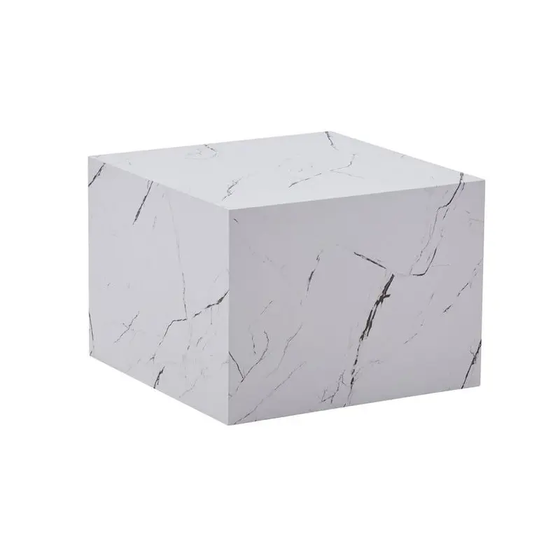 Beistelltisch – Weiß Farbe, MDF Papier Material, Zeitloses Design, 40 cm - Cuboid 125 | Kayoom