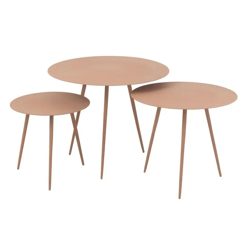 Beistelltische aus Eisen, 3er-Set - Altrosa