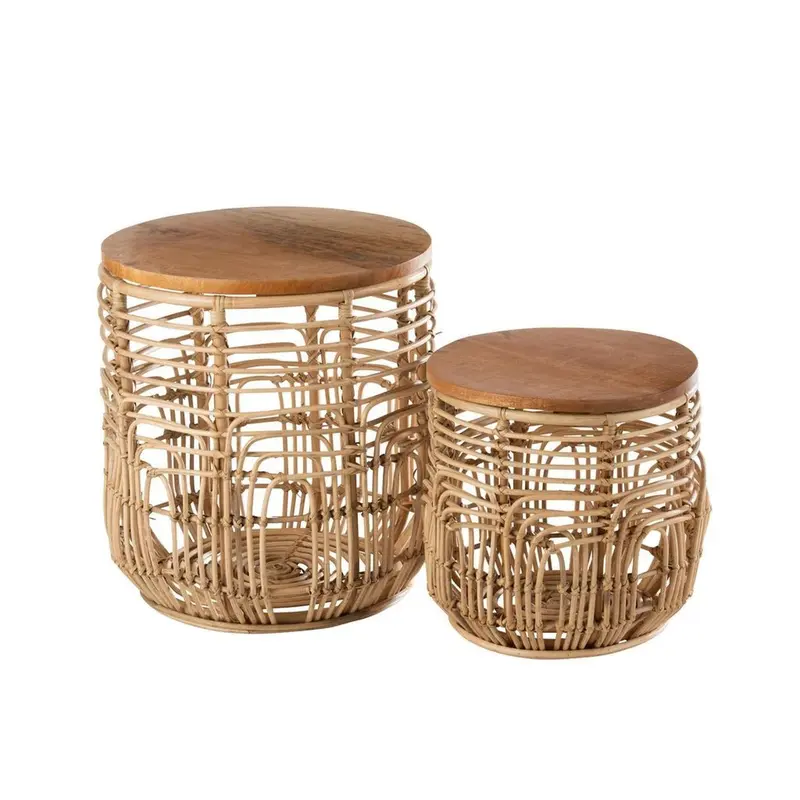 Beistelltische Ellen aus Rattan, 2er-Set - Natur