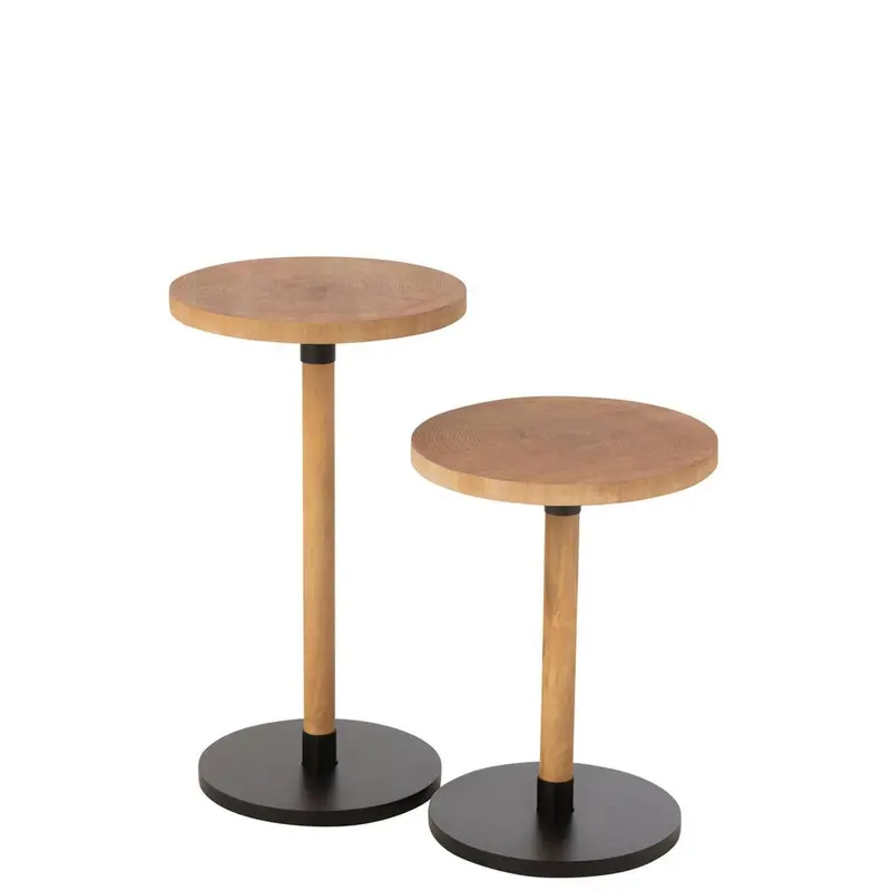 Beistelltische Ron, 2er-Set - Natur/Schwarz