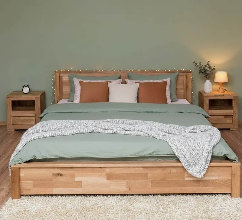 Bett aus massiver Wildeiche - 180 x 200