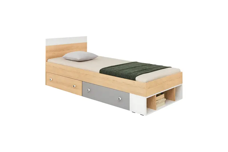 Bett – PIXEL System – Funktionales Einzelbett für Kinderzimmer Ohne Matratze