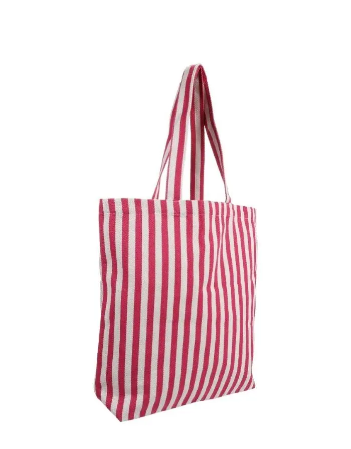 Beutel Streifen I Natur/Pink
