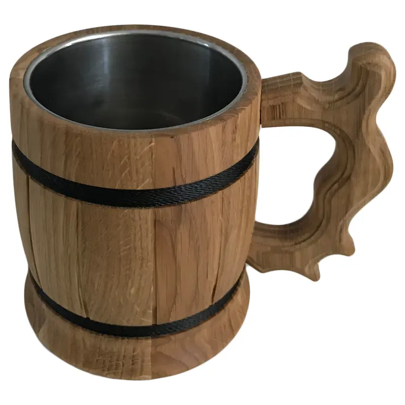 Bierkrug aus Holz, Nr. 009.000 Eiche geölt, 0,5 ltr.