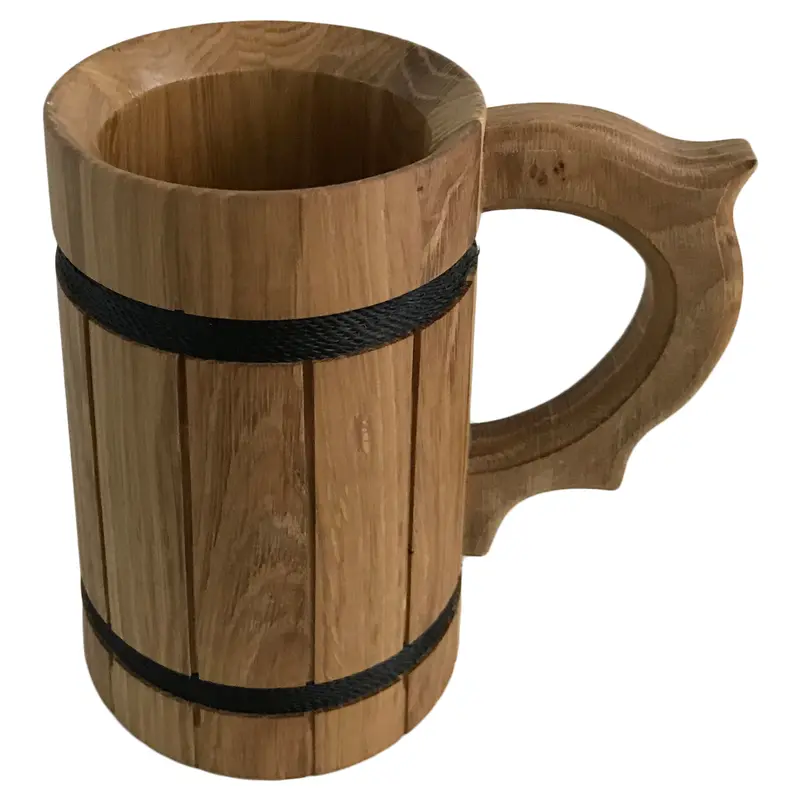 Bierkrug aus Holz ohne Einsatz, Nr. 009.162 Eiche natur lackiert, 0,5 Liter