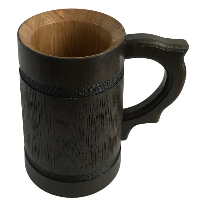 Bierkrug aus Holz ohne Einsatz, Nr. 009.163 Eiche dunkel lackiert, 0,5 Liter