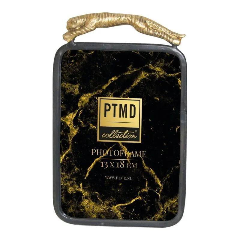 Bilderrahmen – Goldfarbene Tigerfigur, Strukturierter Metallrahmen, Skulpturales Design – Enno | PTMD