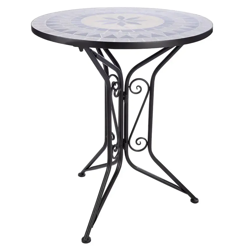 Bistroset – Florales Mosaik, Mattes Metall, Stilvolle Sitzgruppe - Mosaik Blume | Gilde