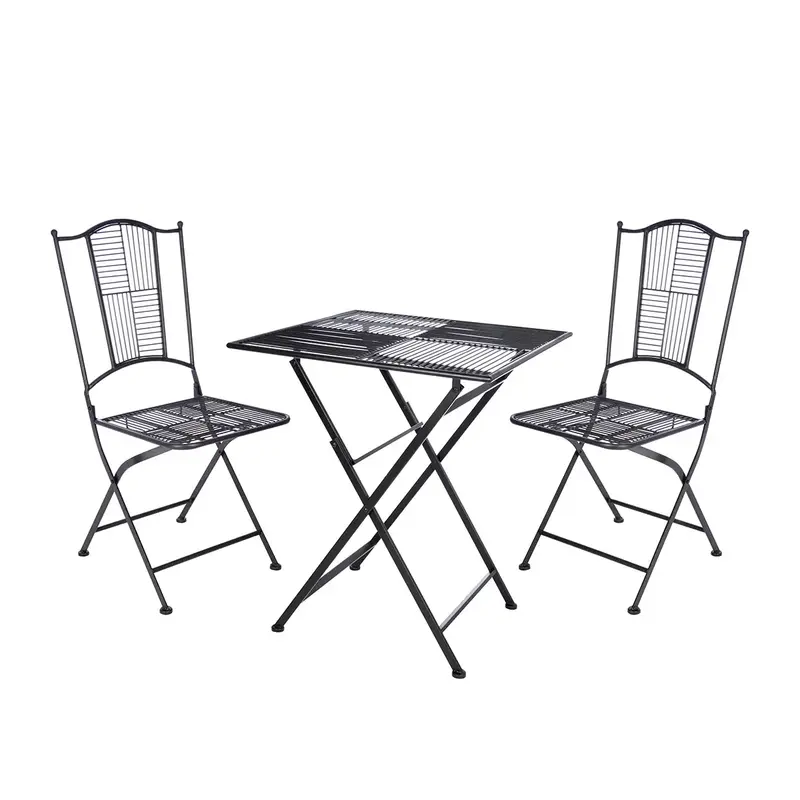 Bistroset – Mattes Metall, Schwarze Farbe, Stilvolle Sitzgruppe - Göteborg | Gilde