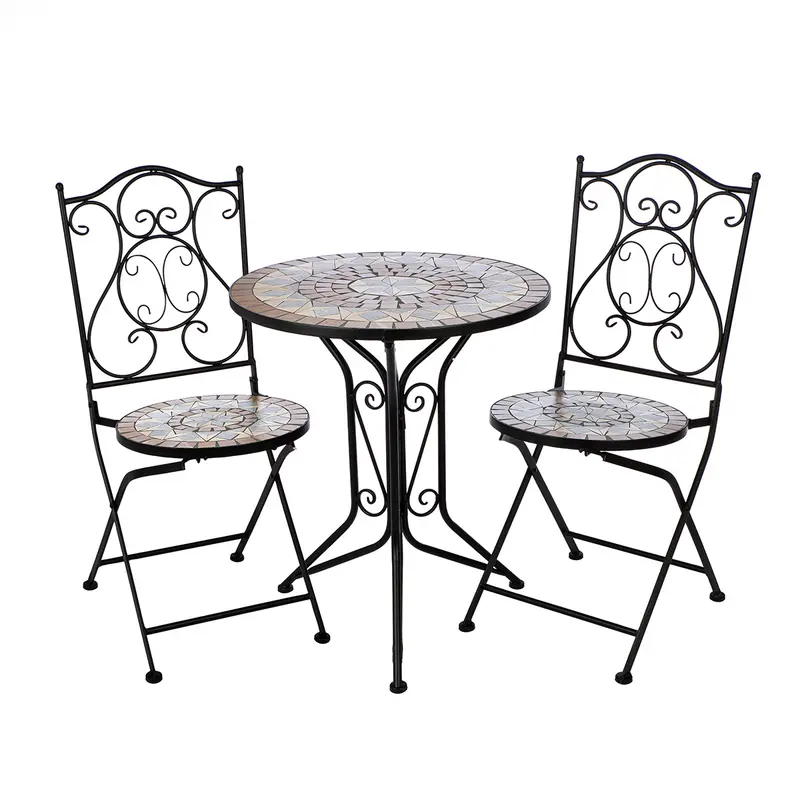 Bistroset – Sternmotiv, Mattes Metall, Klappstühle - Mosaik | Gilde