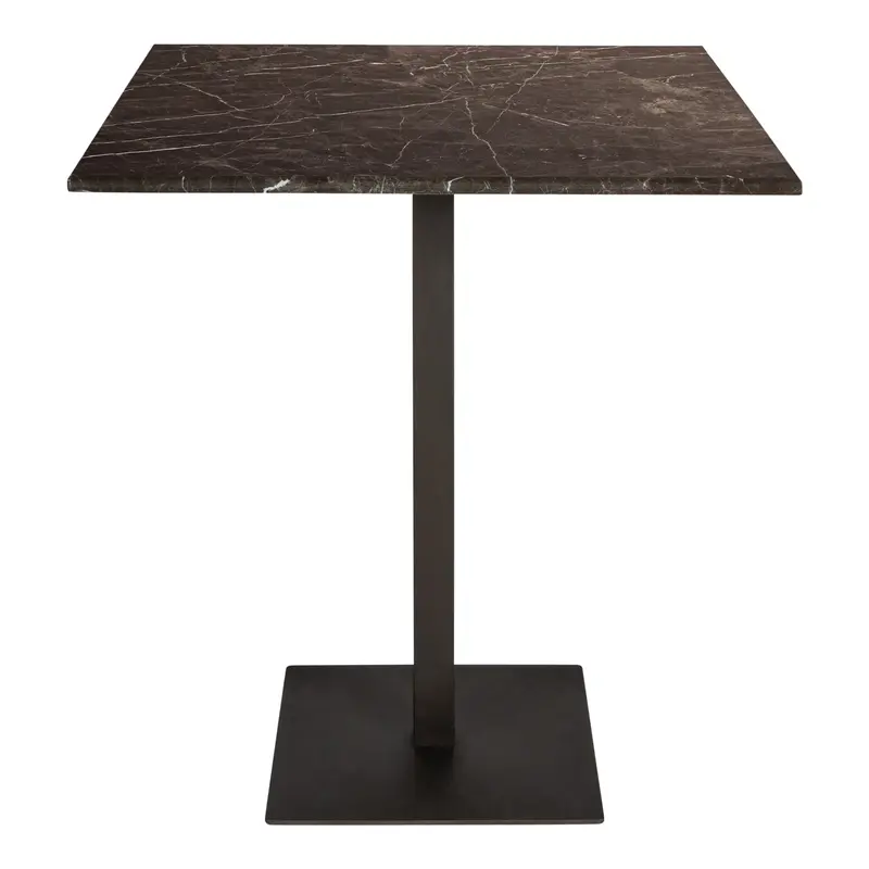 Bistrotisch – Brauner Marmor, Quadratische Form, Metallfuß - Plaza | PTMD