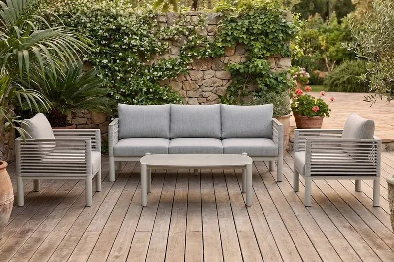 Bjorkka Gartenlounge-Set "GENEVA PREMIUM" Aluminium, Rope Geflecht
