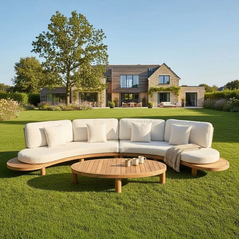 Bjorkka Gartenlounge-Set "LUMIA CAFFE" Akazienholz Beige 442x96cm