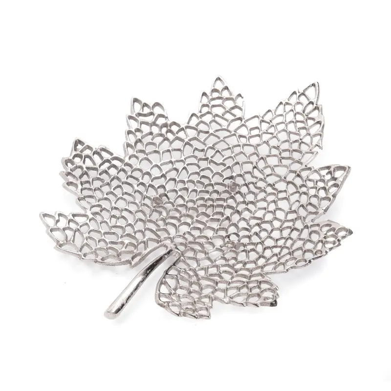 BLATT SCHALE "LEAF" | 2 Größen, Metall | Dekoschale silber | Muster