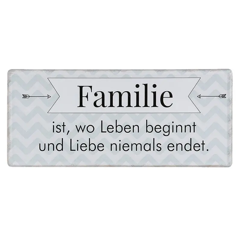 Blechschild "Familie ist, wo Leben beginnt und Liebe niemals endet"