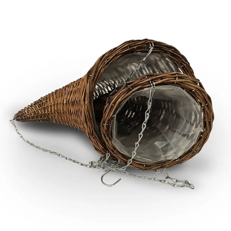 BLUMENAMPEL "FÜLLHORN" | 2er Set, Rattan | handgefertigt Korbgeflecht | Farbe