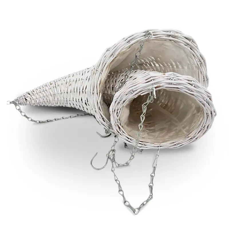 BLUMENAMPEL "FÜLLHORN" | 2er Set, Rattan | handgefertigt Korbgeflecht | Farbe