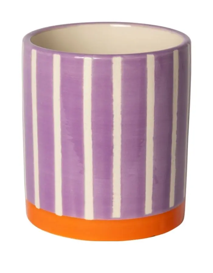 Blumentopf Linien ø11cm I Violett/Weiß/Orange