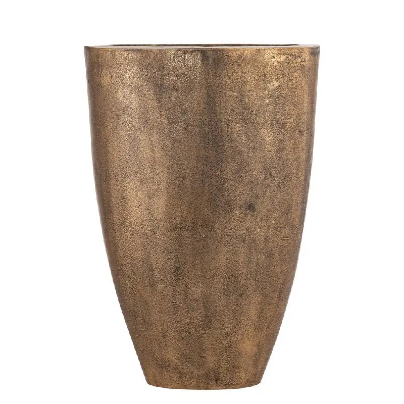 Blumentopf – Ovale Form, Aluminium Guss, Messingfarbene Oberfläche, L – Qasem | PTMD