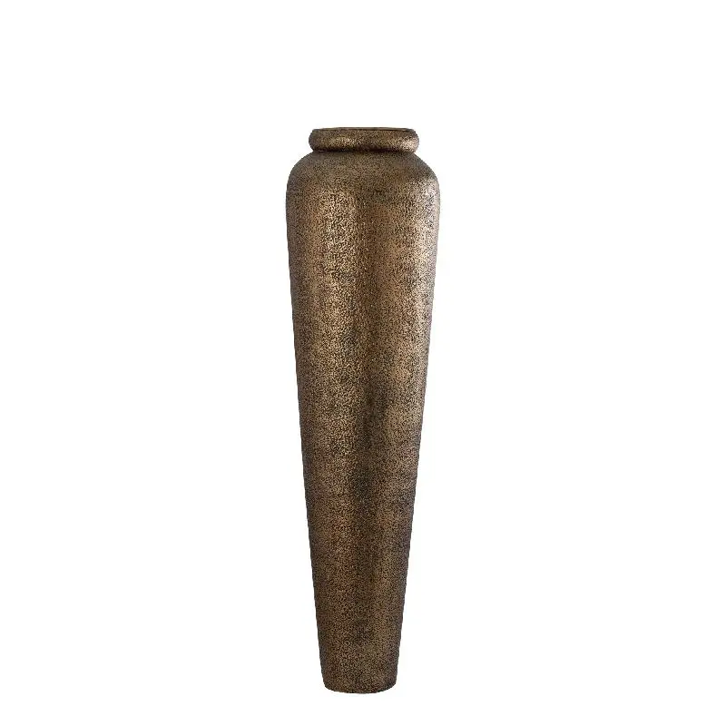 Blumentopf – Runde Form, Aluminium Blech, Goldene Oberfläche, L – Zavir | PTMD