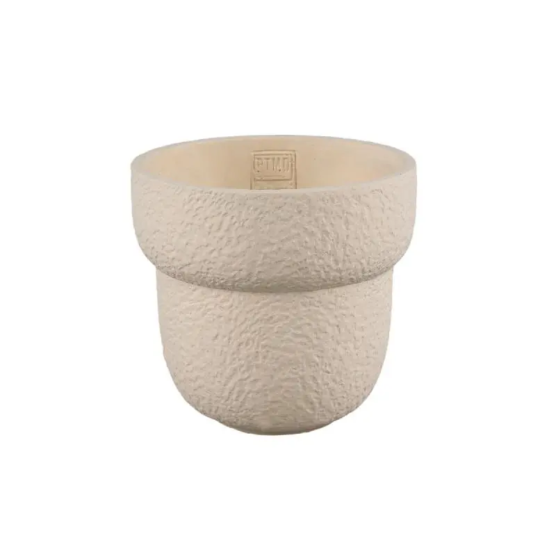 Blumentopf – Runde Form, Raue Oberfläche, Creme Farbe, L – Hillie | PTMD