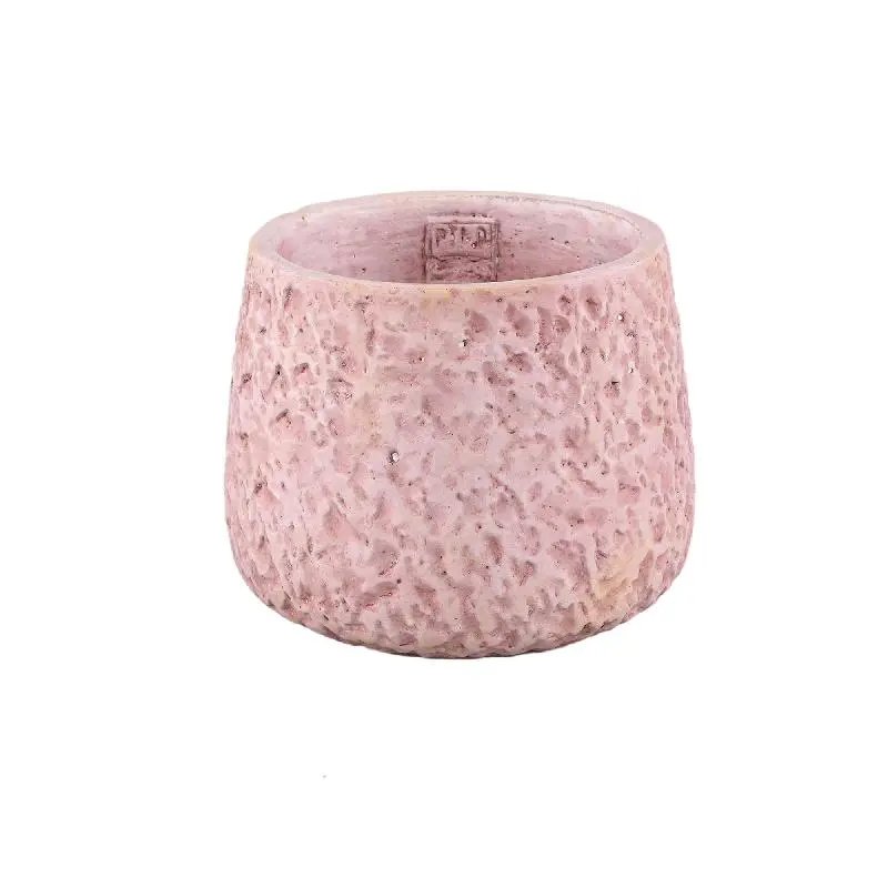 Blumentopf - Runder Zement, Raue Musteroberfläche, Rosa, M – Ziven | PTMD