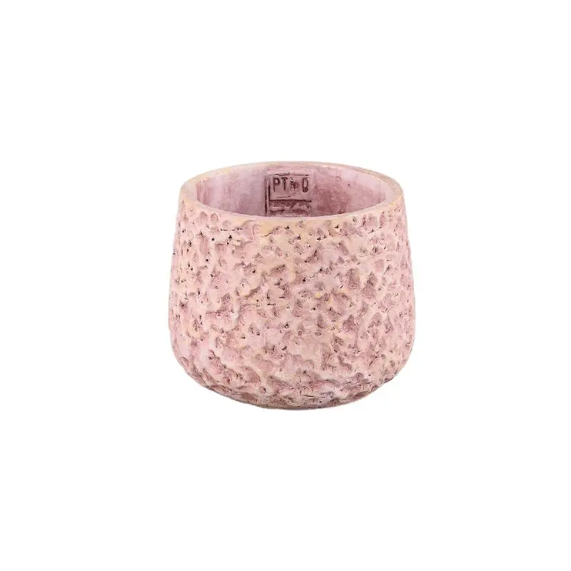 Blumentopf - Runder Zement, Raue Musteroberfläche, Rosa, S – Ziven | PTMD