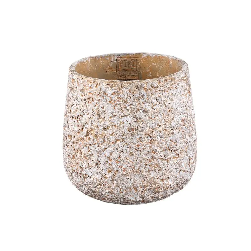 Blumentopf - Runder Zement, Raue Musteroberfläche, Weiß, L – Ziven | PTMD