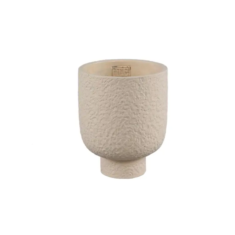 Blumentopf - Runder Zement, Raue Oberfläche, Creme, M – Monder | PTMD