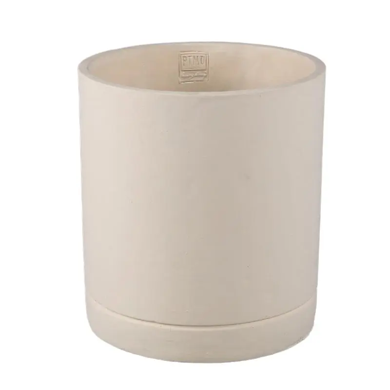 Blumentopf - Zylindrischer Zement, Runde Form, Matte Oberfläche, Cremefarbe, XL – Vik | PTMD