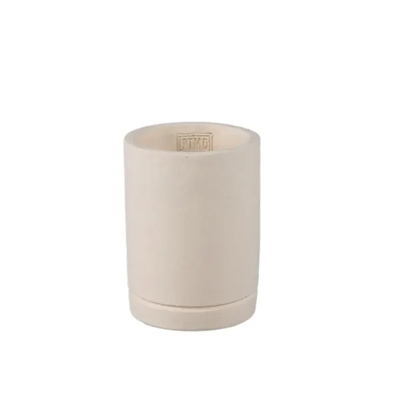 Blumentopf - Zylindrischer Zement, Runde Form, Matte Oberfläche, Cremefarbe, XS – Vik | PTMD
