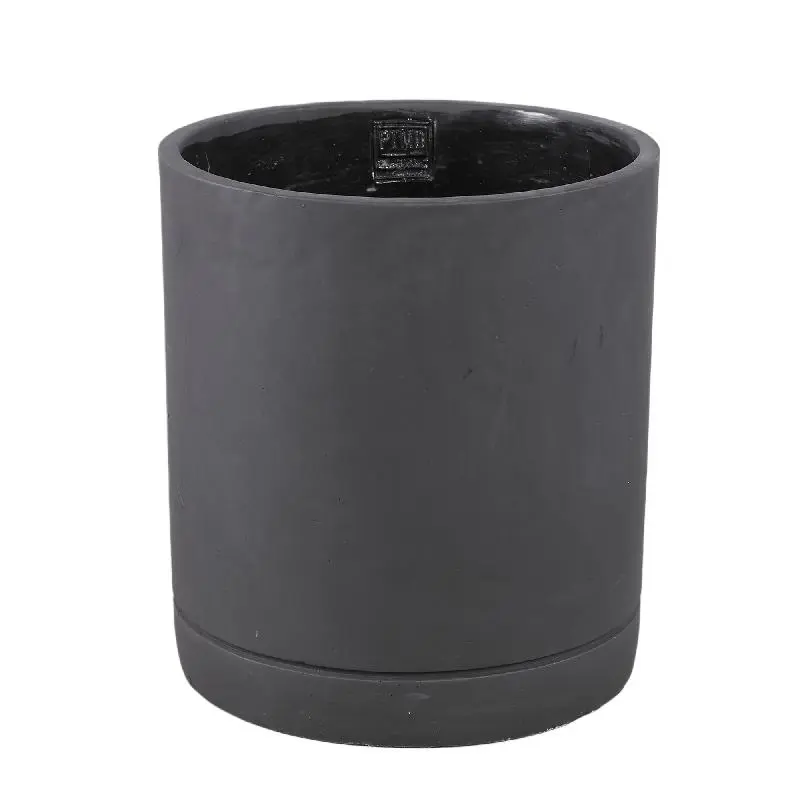 Blumentopf - Zylindrischer Zement, Runde Form, Matte Oberfläche, Dunkellila, XL – Vik | PTMD