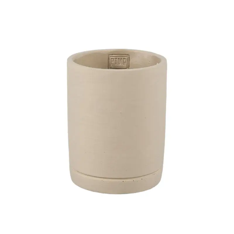Blumentopf - Zylindrischer Zement, Runde Form, Matte Oberfläche, Taupe, S – Vik | PTMD