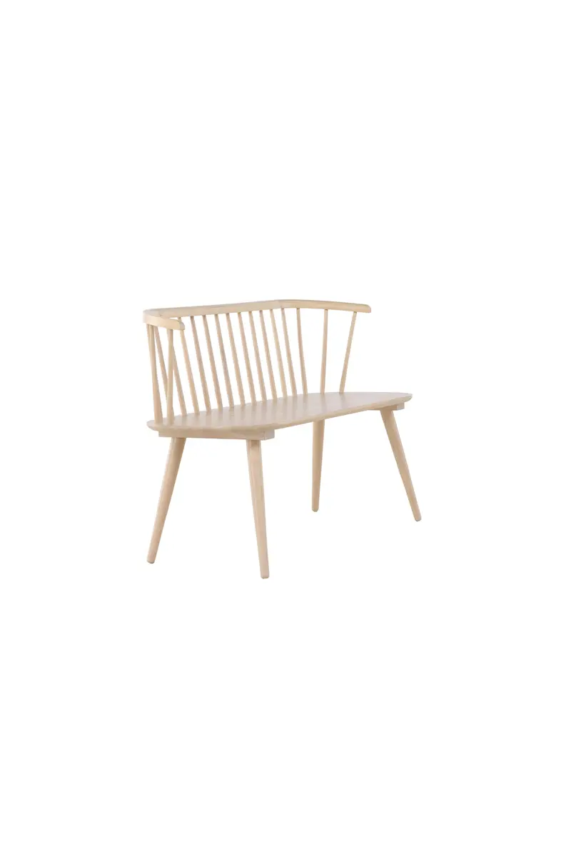 Bobby Esszimmerbank Whitewash aus Holz, Sitzbank 120 cm für Esstisch, Küchenbank, Banksofa im skandinavischen Stil