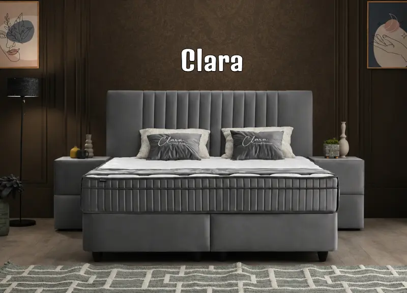 Boxspringbett Clara Grau - mit Bettkasten & Stauraum, inkl. Lieferung & Montage