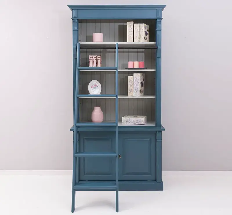 Bücherregal aus Massivholz | 2-teilige Bibliothek inklusive Leiter