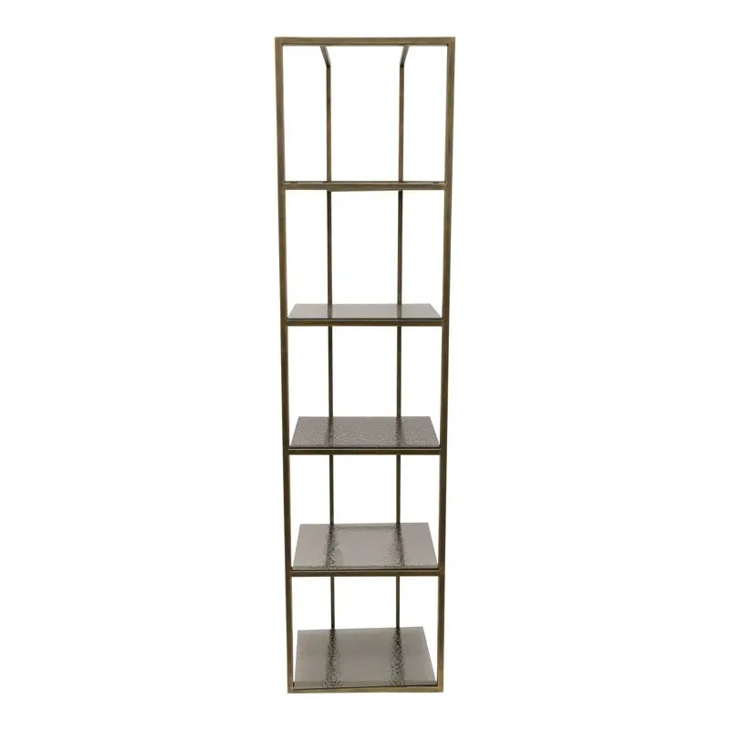 Bücherregal – Goldfarbenes Metall und Glas, Rauchglas-Ablagen, Offenes Design - Ilya | PTMD