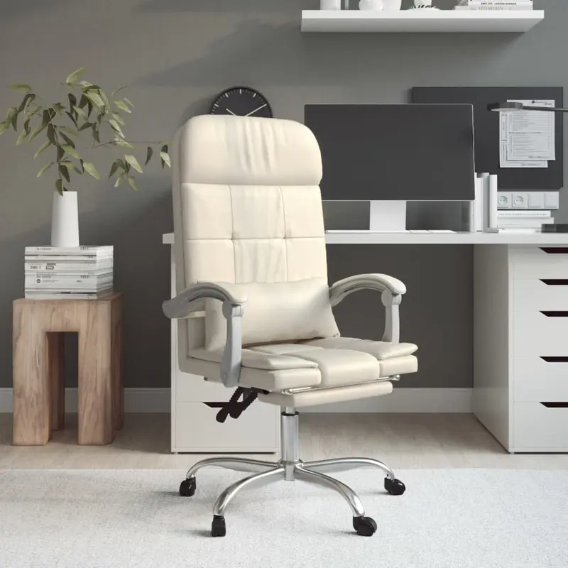 Bürostuhl mit Massagefunktion Creme Kunstleder