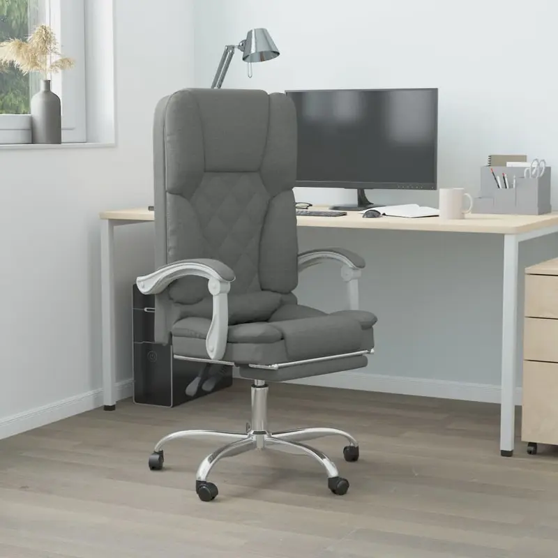 Bürostuhl mit Massagefunktion Dunkelgrau Stoff